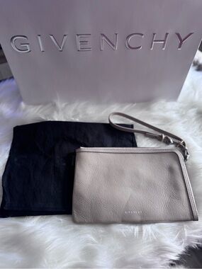 Givenchy Beige Leather Wristlet Pouch